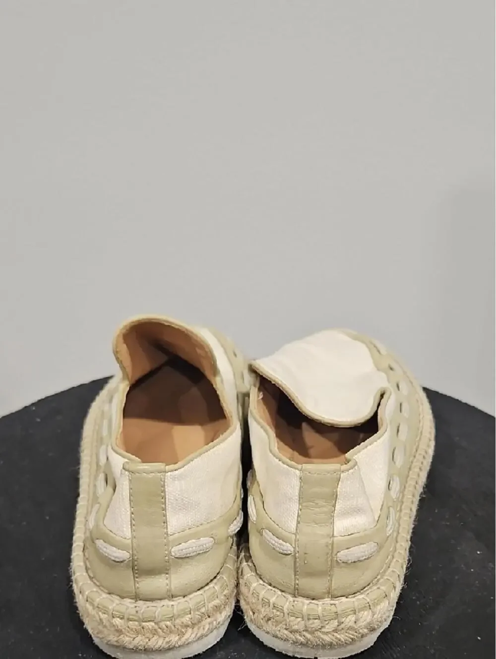 Bottega Veneta Cream and White Espadrille Slip-On Shoes